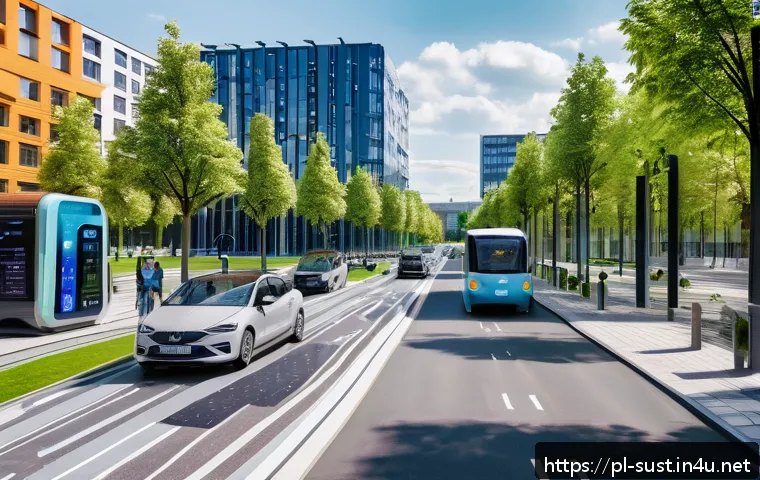 지속가능성 컨설턴트를 위한 기술 트렌드 - A modern smart city landscape in Poland during daytime, featuring integrated energy management and w...